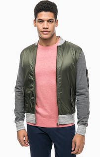 Трикотажный бомбер с вставкой цвета хаки Tommy Hilfiger