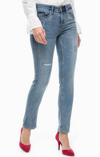 Зауженные джинсы с вышивкой и потертостями B.Young