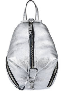 Серебристая сумка-рюкзак из натуральной кожи Rebecca Minkoff