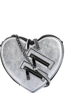 Серебристая кожаная сумка с декоративными молниями Rebecca Minkoff
