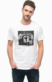 Белая хлопковая футболка с принтом Jack & Jones