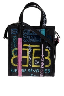 Кожаная сумка с принтом Graffiti Bazar XS Balenciaga