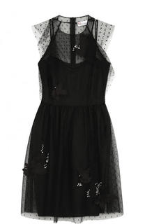 Приталенное мини-платье без рукавов REDVALENTINO