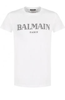 Хлопковая футболка с логотипом бренда Balmain