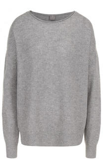 Кашемировый пуловер фактурной вязки с круглым вырезом FTC