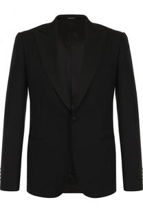 Однобортный пиджак из смеси шерсти и шелка с остроконечными лацканами Alexander McQueen