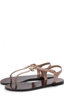 Кожаные сандалии с логотипом бренда Dolce &amp; Gabbana