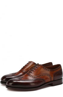Кожаные оксфорды с брогированием Santoni
