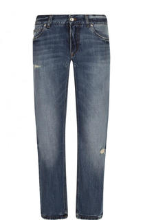 Джинсы прямого кроя с потертостями Dolce &amp; Gabbana