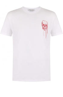 Хлопковая футболка с вышивкой Alexander McQueen