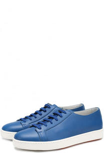 Кожаные кеды на шнуровке Santoni