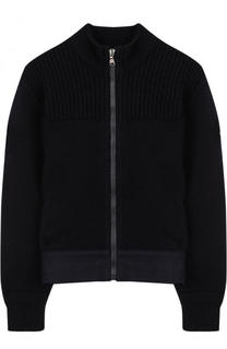 Кардиган из шерсти и кашемира фактурной вязки на молнии Moncler Enfant