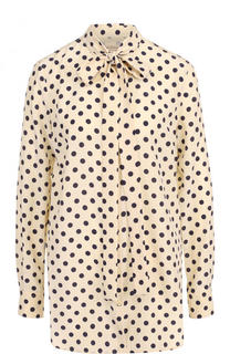 Шелковая блуза в горох с воротником аскот Burberry