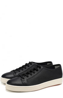 Кожаные кеды на шнуровке Santoni