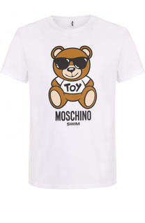 Хлопковая футболка с принтом Moschino