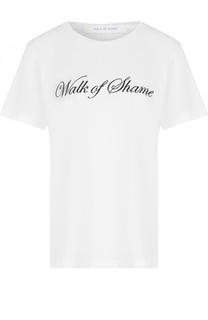Хлопковая футболка прямого кроя с логотипом бренда Walk of Shame