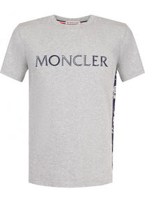 Хлопковая футболка с принтом Moncler