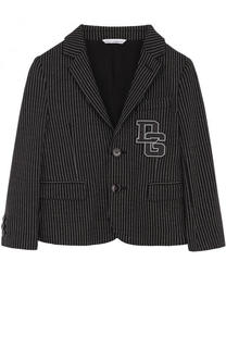 Однобортный пиджак из хлопка и кашемира и нашивкой Dolce &amp; Gabbana