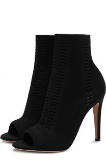 Текстильные ботильоны Vires с открытым мысом Gianvito Rossi