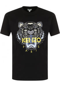 Хлопковая футболка с принтом и логотипом бренда Kenzo