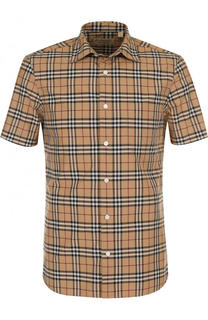 Хлопковая рубашка в клетку с короткими рукавами Burberry