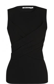 Приталенный хлопковый топ без рукавов T by Alexander Wang