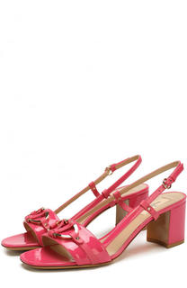 Лаковые босоножки V Rivet на устойчивом каблуке Valentino