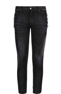 Зауженные джинсы с декоративными пряжками Dsquared2