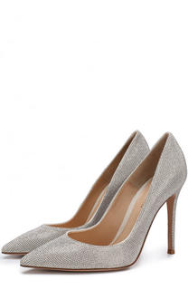 Замшевые туфли Gianvito 105 с кристаллами на шпильке Gianvito Rossi