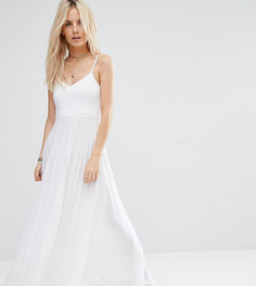 Платье макси с плиссированной юбкой ASOS PETITE - Белый