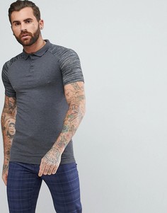 Обтягивающая футболка-поло с контрастными рукавами реглан ASOS - Серый