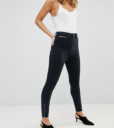 Черные джинсы скинни с завышенной талией ASOS PETITE RIDLEY - Черный