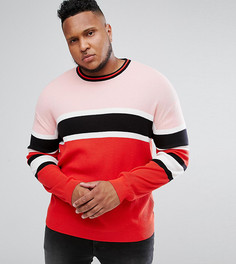 Джемпер в рубчик с красными и розовыми полосками ASOS PLUS - Красный