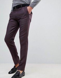 Бордовые брюки скинни из 100% мериносовой шерсти ASOS - Красный
