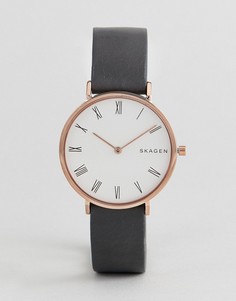 Часы с черным узким кожаным ремешком Skagen SKW2674 - Черный