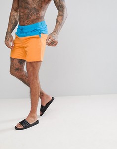 Сине-оранжевые шорты для плавания средней длины ASOS - Синий