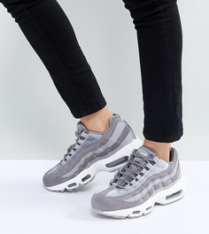 Серые бархатные кроссовки Nike Air Max 95 - Серый