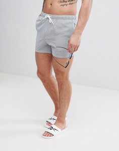 Короткие шорты для плавания в полоску из ткани сирсакер ASOS - Синий