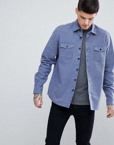 Синяя парусиновая рубашка навыпуск с начесом ASOS - Синий