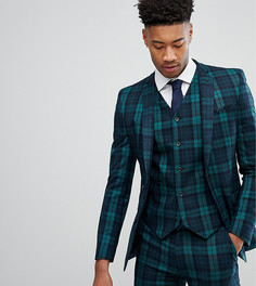 Супероблегающий пиджак с принтом тартан ASOS TALL - Зеленый