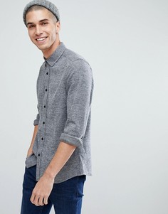 Темно-серая саржевая рубашка узкого кроя ASOS - Серый