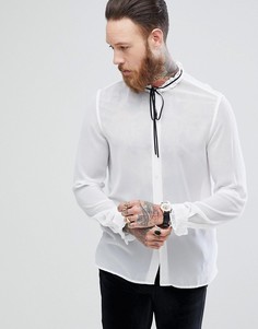 Рубашка классического кроя с оборкой и завязкой ASOS - Белый