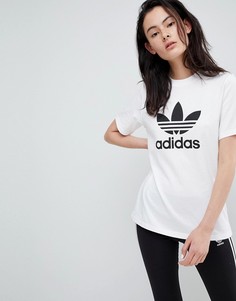 Белая оversize-футболка с логотипом-трилистником adidas Originals - Белый