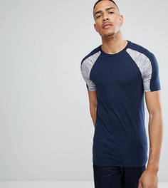 Темно-синяя обтягивающая футболка со вставками на плечах ASOS TALL - Темно-синий