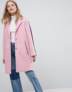 Пальто с отделкой в спортивном стиле ASOS - Розовый
