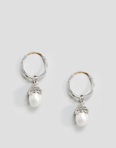 Серьги-кольца с искусственным жемчугом ASOS - Серебряный