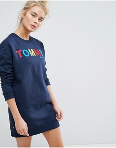 Платье-свитшот с разноцветным логотипом Tommy Jeans - Темно-синий