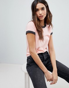 Футболка с контрастной отделкой на вороте и рукавах Brave Soul - Оранжевый