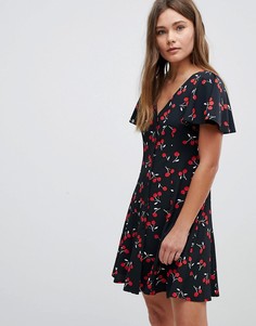 Чайное платье мини с пуговицами и принтом ASOS - Мульти