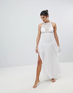 Пляжное платье макси с ажурной вставкой ASOS Premium - Белый